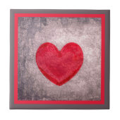 Gegerespoeld hart in grijs en rood tegeltje (Voorkant)