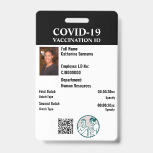 Gegevens betreffende vaccinatie ID werknemer Badge