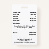 Gegevens betreffende vaccinatie ID werknemer Badge (Achterkant)