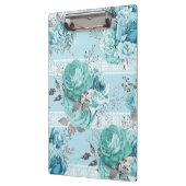 Gegevens blauwe Rozen, kant en zilver Klembord (Links)