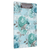 Gegevens blauwe Rozen, kant en zilver Klembord (Rechts)