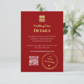 Gegevens donkerrode chinese trouwvisa informatiekaartje (Staand voorkant)