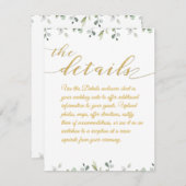 Gegevens Eucalyptus Greenery Border Gold Wedding Informatiekaartje (Voorkant / Achterkant)