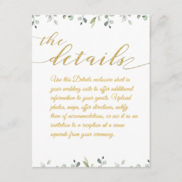Gegevens Eucalyptus Greenery Border Gold Wedding Informatiekaartje