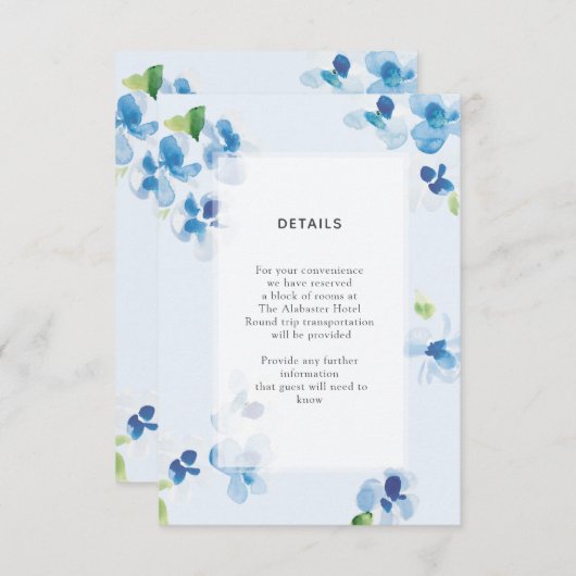 Gegevens over blauwe en fijne bloemen informatiekaartje (Voorkant / Achterkant)