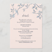 Gegevens over blauwe en witte Franse toile bruilof Informatiekaartje (Voorkant)