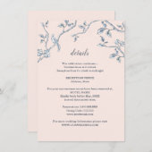 Gegevens over blauwe en witte Franse toile bruilof Informatiekaartje (Voorkant / Achterkant)