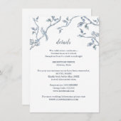 Gegevens over blauwe en witte Franse toile bruilof Informatiekaartje (Voorkant / Achterkant)