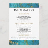 Gegevens over blauwe goudmarmer bruiloft informatiekaartje (Voorkant)