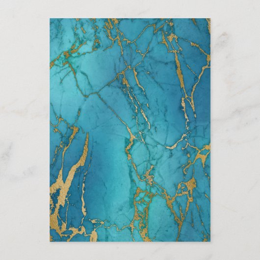 Gegevens over blauwe goudmarmer bruiloft informatiekaartje (Achterkant)