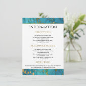 Gegevens over blauwe goudmarmer bruiloft informatiekaartje (Staand voorkant)