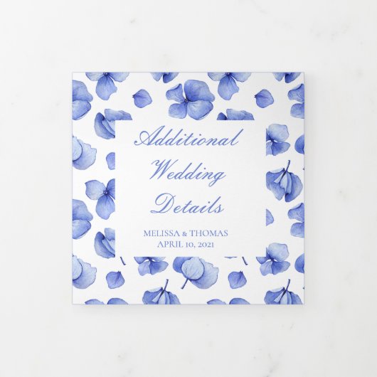 Gegevens over blauwe hydrangea Wedding Drieluik Aankondiging (Cover)