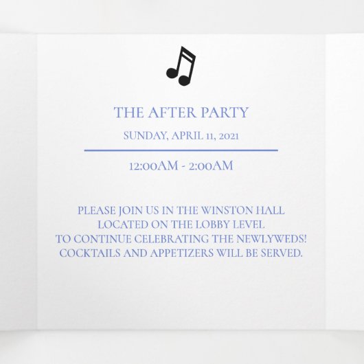 Gegevens over blauwe hydrangea Wedding Drieluik Aankondiging (Binnenkant midden)