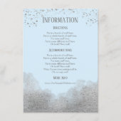 Gegevens over blauwe zilver Confetti bruiloft Informatiekaartje (Voorkant)