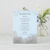 Gegevens over blauwe zilver Confetti bruiloft Informatiekaartje (Staand voorkant)