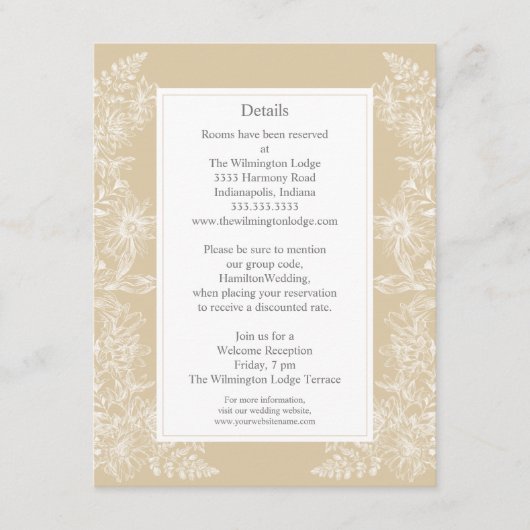 Gegevens over de bruiloft in Elegant White Floral Informatiekaartje (Voorkant)