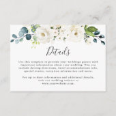 Gegevens over de bruiloft in Elegant White Floral Informatiekaartje (Voorkant)