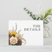 Gegevens over de bruiloft in Elegant White Floral Informatiekaartje (Staand voorkant)