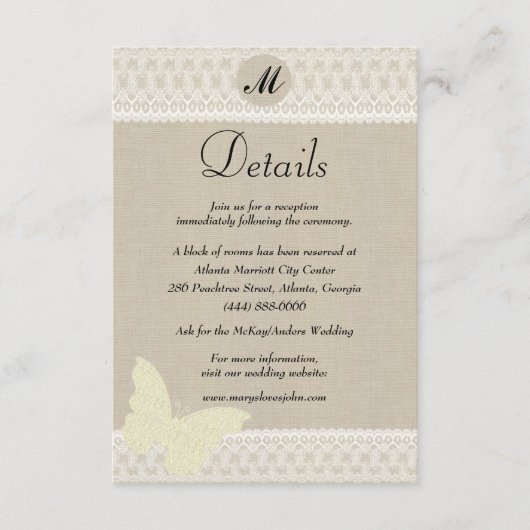 Gegevens over de bruiloft in het kader van het poo informatiekaartje (Voorkant)