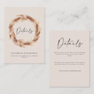 Gegevens over de bruiloft van de gewone boho barn  informatiekaartje