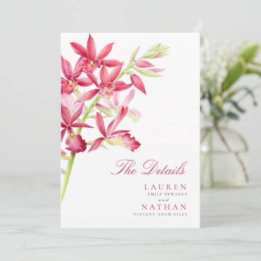 Gegevens over de bruiloft van rode orchidee (Staand voorkant)