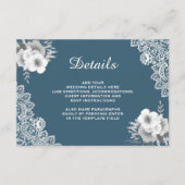 Gegevens over de Elegant Blue Floral Lace Wedding Informatiekaartje (Voorkant)