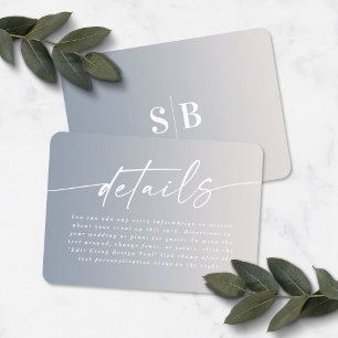 Gegevens over de Elegant Ombre Ivory & Dusty Blue  Informatiekaartje