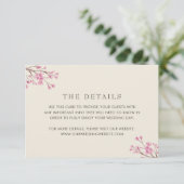 Gegevens over de Elegant roze Cherry Blossom Weddi Informatiekaartje (Staand voorkant)