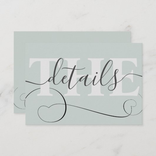 Gegevens over de Elegant Sage Green & Calligraphy  Informatiekaartje (Voorkant / Achterkant)