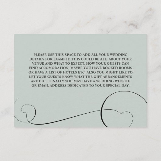 Gegevens over de Elegant Sage Green & Calligraphy Informatiekaartje (Achterkant)