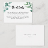 Gegevens over de eucalyptusbruiloft informatiekaartje (Voorkant / Achterkant)