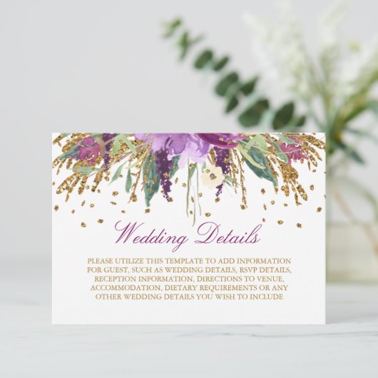 Gegevens over de finale van Floral Glitter Amethys Informatiekaartje (Staand voorkant)