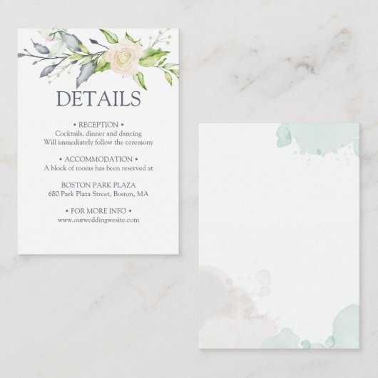 Gegevens over de finale Waterverf Informatiekaartje (Voorkant / Achterkant)