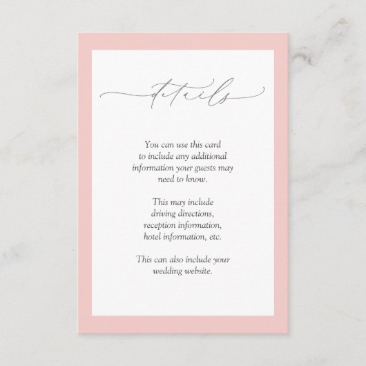 Gegevens over de finale Waterverf van Elegant Roze Informatiekaartje (Voorkant)