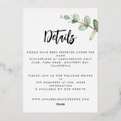 Gegevens over de folie van eucalyptus en uitnodigi folie uitnodiging (Achterkant)