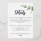 Gegevens over de folie van eucalyptus en uitnodigi uitnodiging (Achterkant)