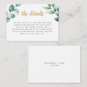 Gegevens over de goudbruiloft van Eucalyptus Informatiekaartje (Voorkant / Achterkant)