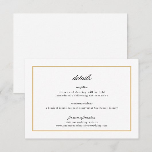 Gegevens over de gouden rand van legant Script-ran Informatiekaartje (Voorkant / Achterkant)