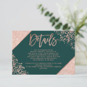 Gegevens over de gouden rozen bruine scriptbruilof informatiekaartje (Staand voorkant)