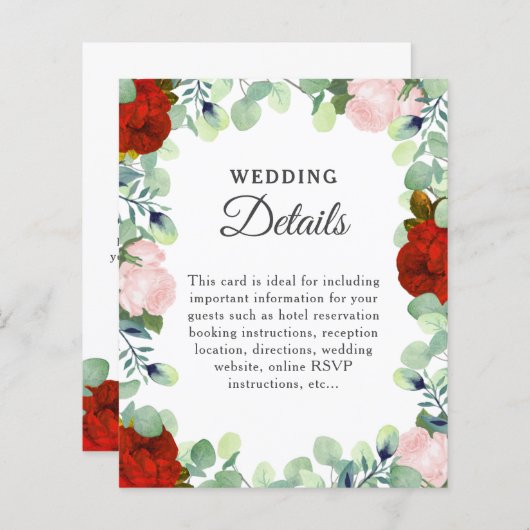 Gegevens over de groene bruiloft van Elegant Red B (Voorkant / Achterkant)