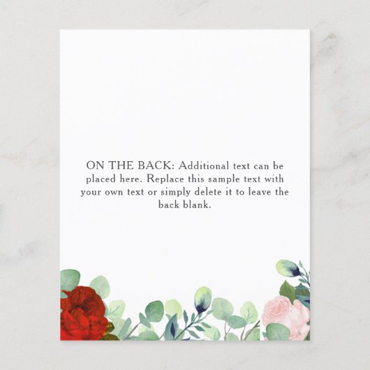 Gegevens over de groene bruiloft van Elegant Red B (Achterkant)