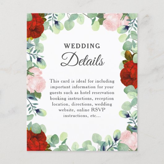 Gegevens over de groene bruiloft van Elegant Red B (Voorkant)