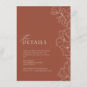 Gegevens over de handgetrokken florale terracotta informatiekaartje (Voorkant)