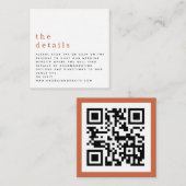 Gegevens over de MINI QR-code Terracotta Wedding Informatiekaartje (Voorkant / Achterkant)