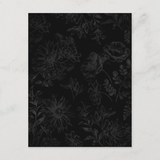 Gegevens over de minimale zwarte tapestry bruiloft informatiekaartje (Achterkant)