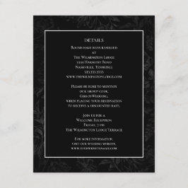 Gegevens over de minimale zwarte tapestry bruiloft informatiekaartje