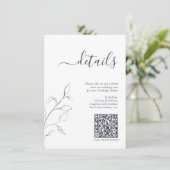 Gegevens over de moderne QR-code marineblauw huwel Informatiekaartje (Staand voorkant)
