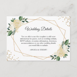 Gegevens over de ontvangst van groene Ivory Gold F Informatiekaartje