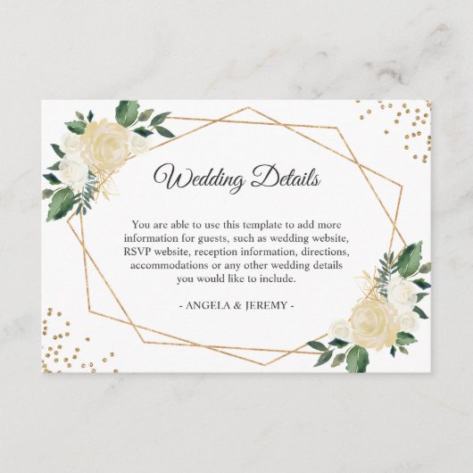 Gegevens over de ontvangst van groene Ivory Gold F Informatiekaartje (Voorkant)