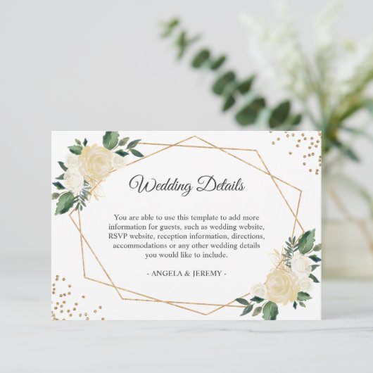 Gegevens over de ontvangst van groene Ivory Gold F Informatiekaartje (Staand voorkant)